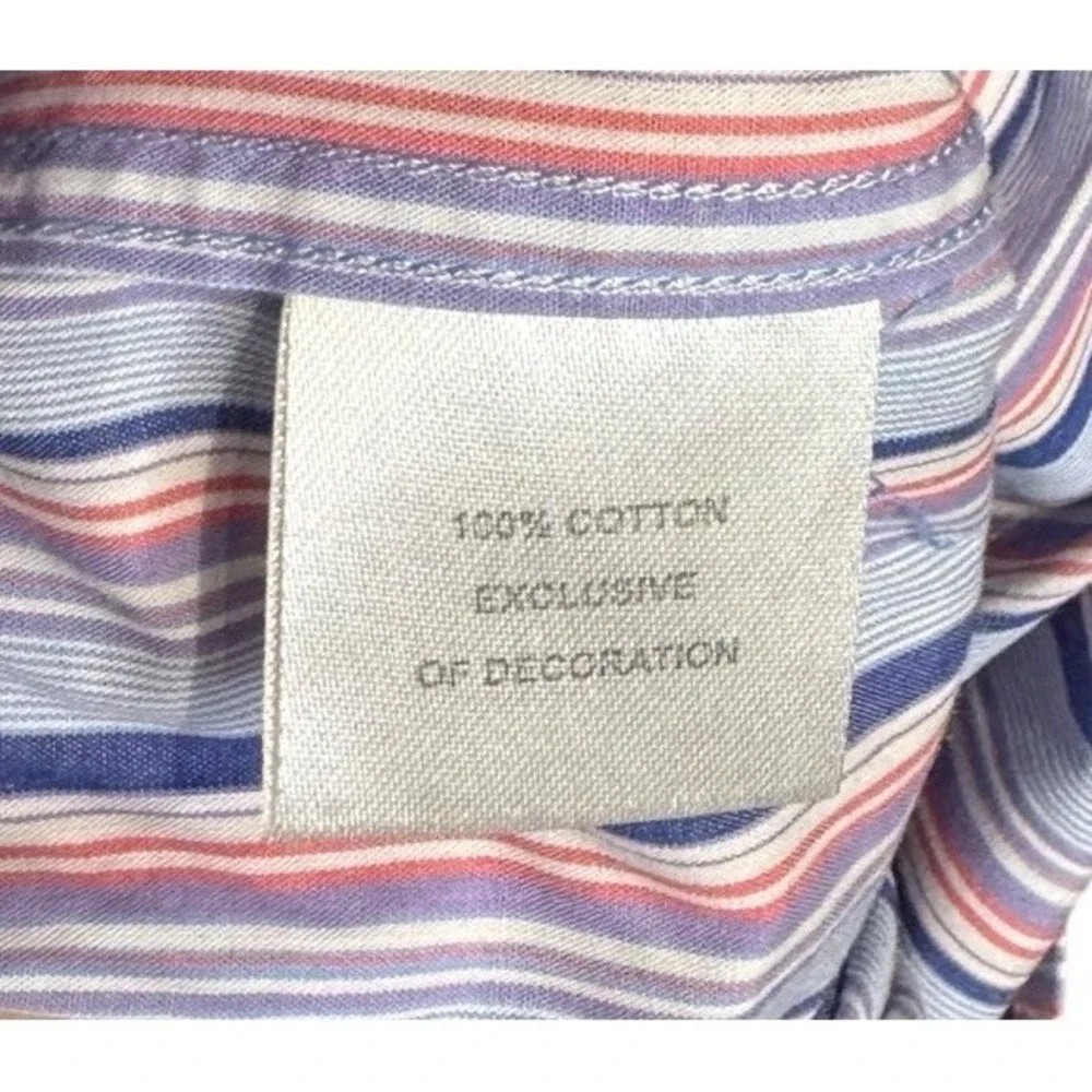 Tailorbyrd Mens Shirt Striped Button Up Long Sleeve Cuffed Multicolor Cotton 3XL